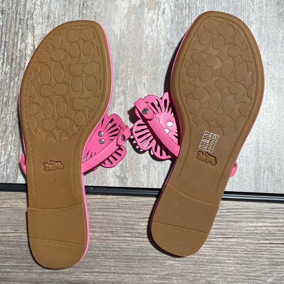 Coach Julia Leather Sandals G5058 Petunia Pink - Picture 2 of 5